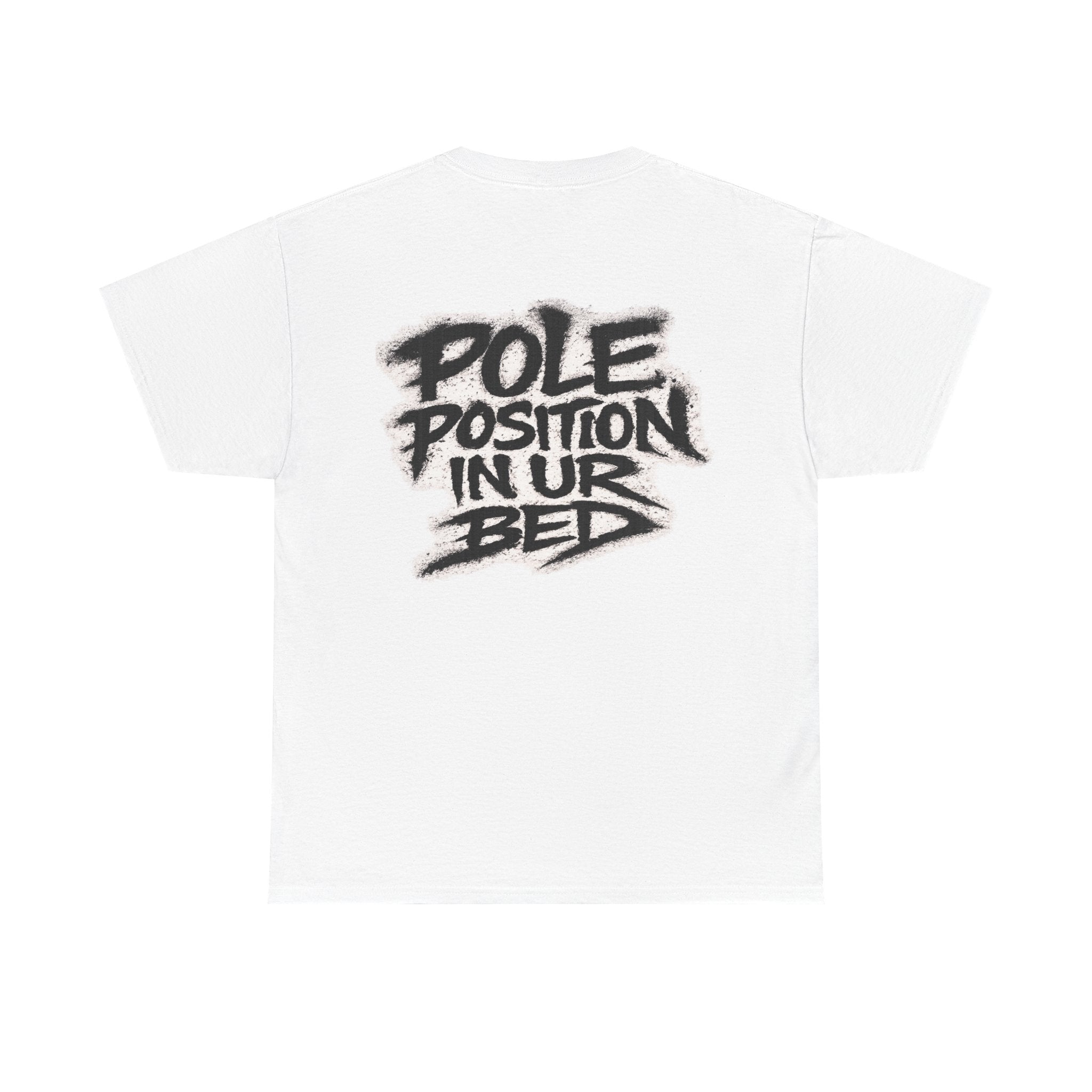Pole position in your bed White Tee — Vintage Brush