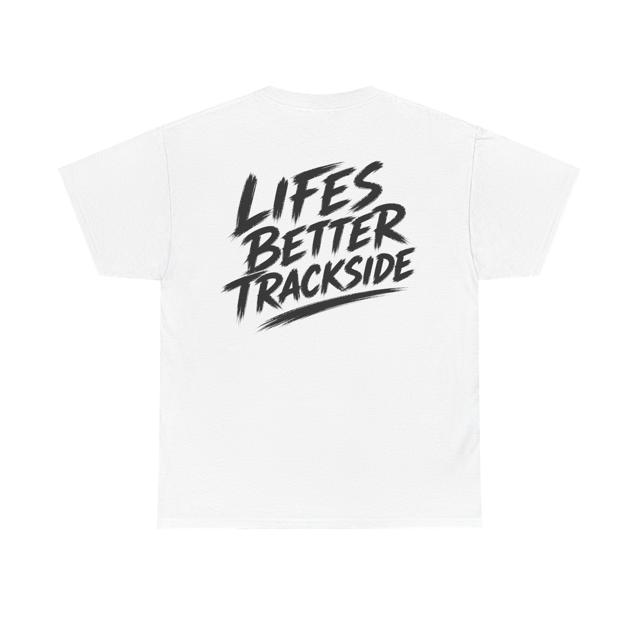 Life is better Trackside White Tee — Vintage Brush