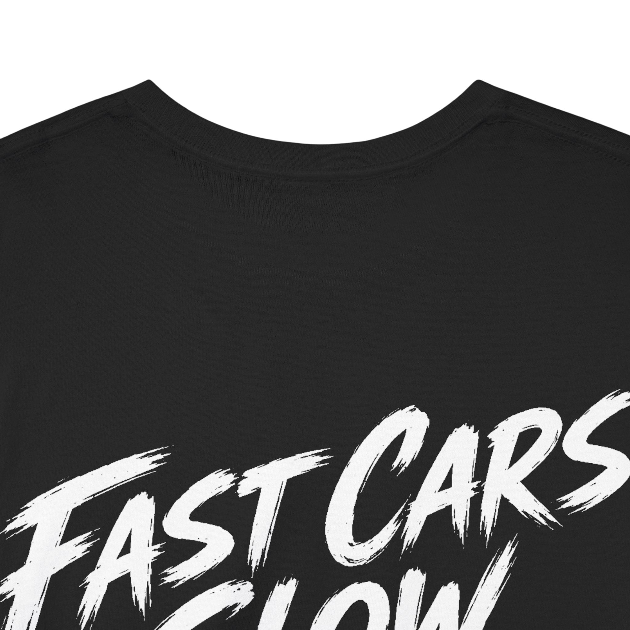 Fast cars, slow replies Black Tee — Vintage Brush
