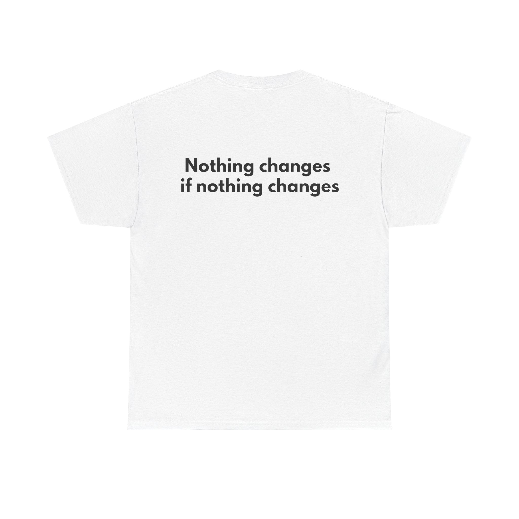 Nothing changes if nothing changes White Tee — Bold Minimal