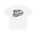 Rich in Delusion White Tee — Vintage Brush