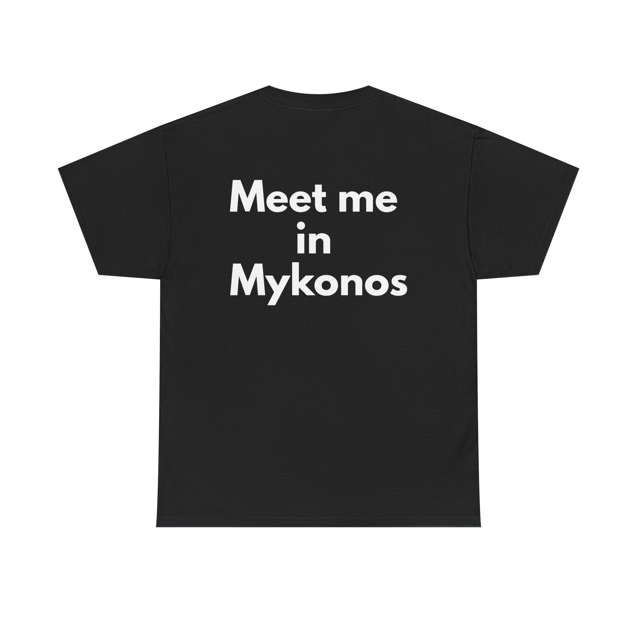 Meet me in Mykonos Black Tee — Bold Minimal