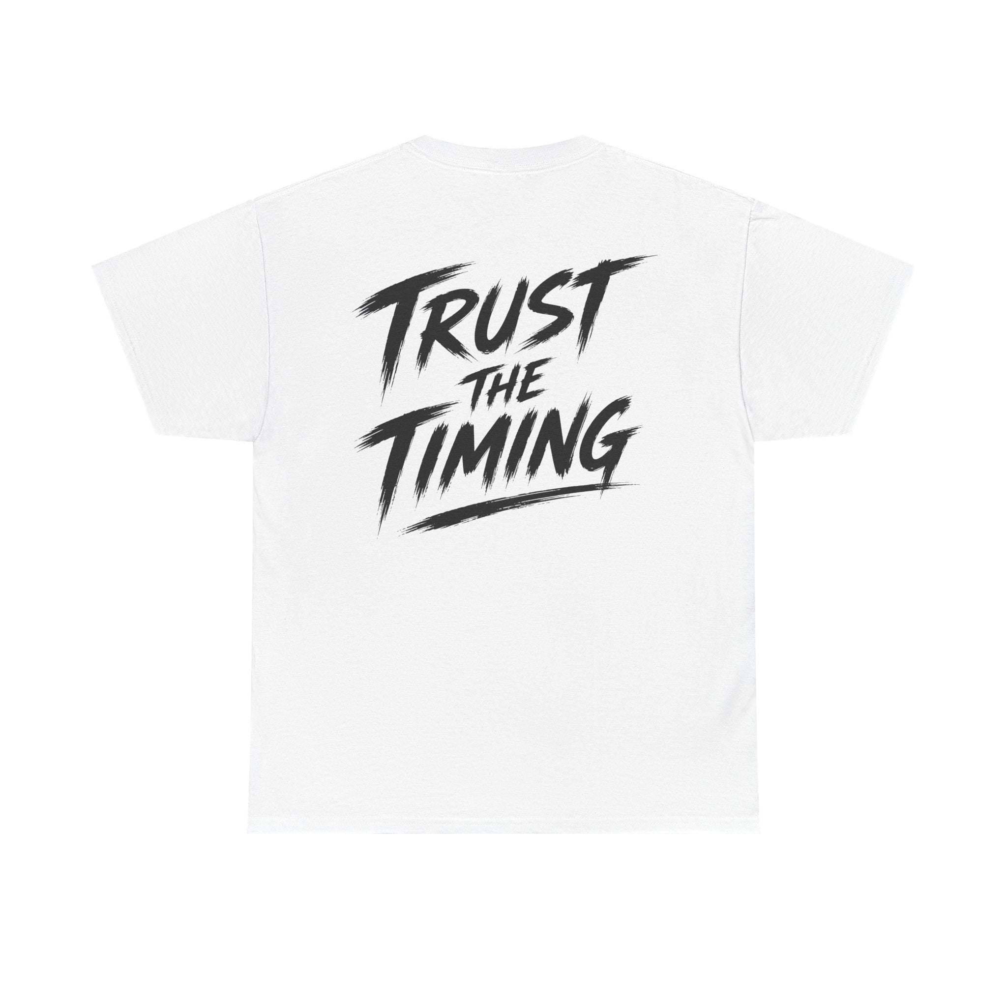 Trust the timing White Tee — Vintage Brush