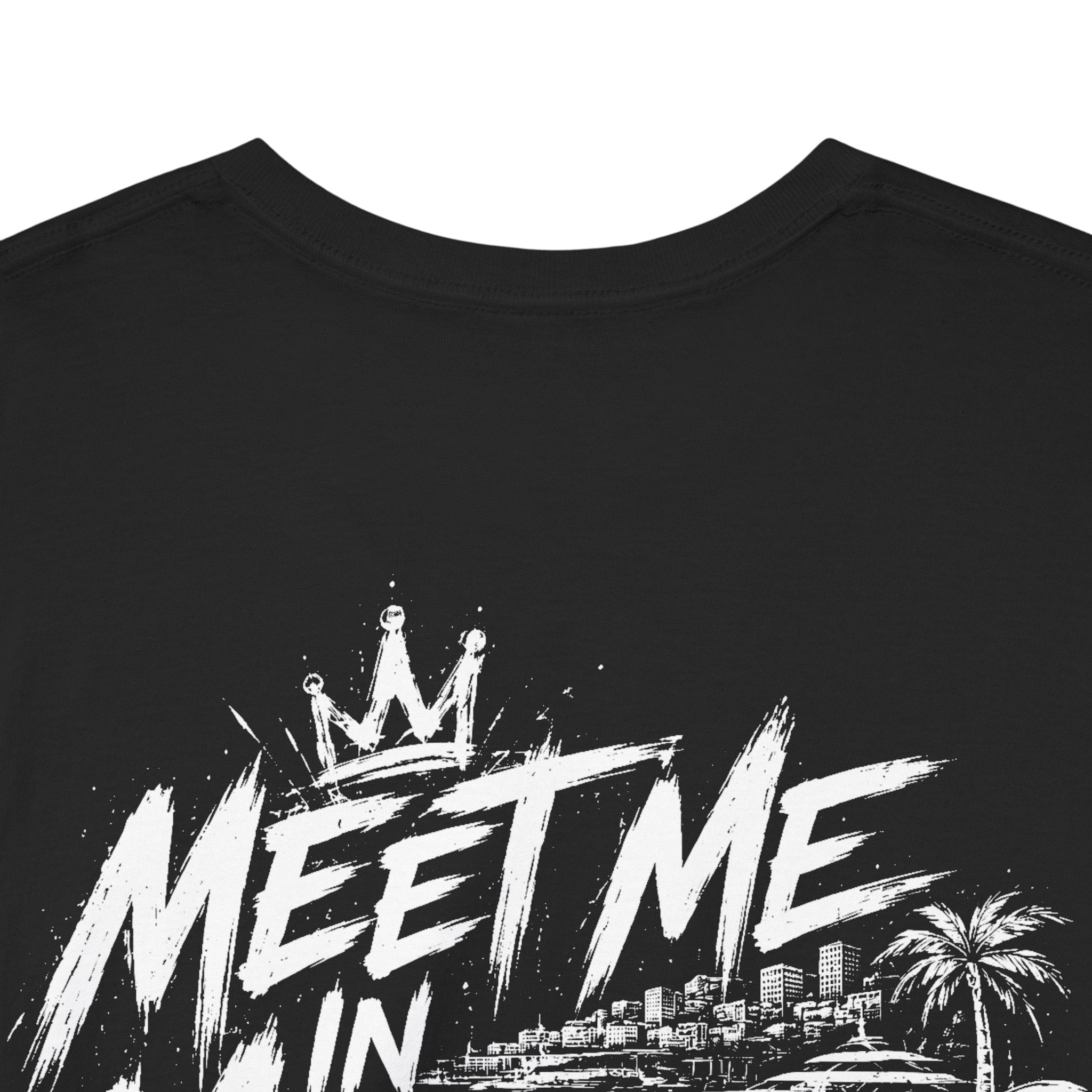 Meet me in Mykonos Black Tee — Vintage Brush