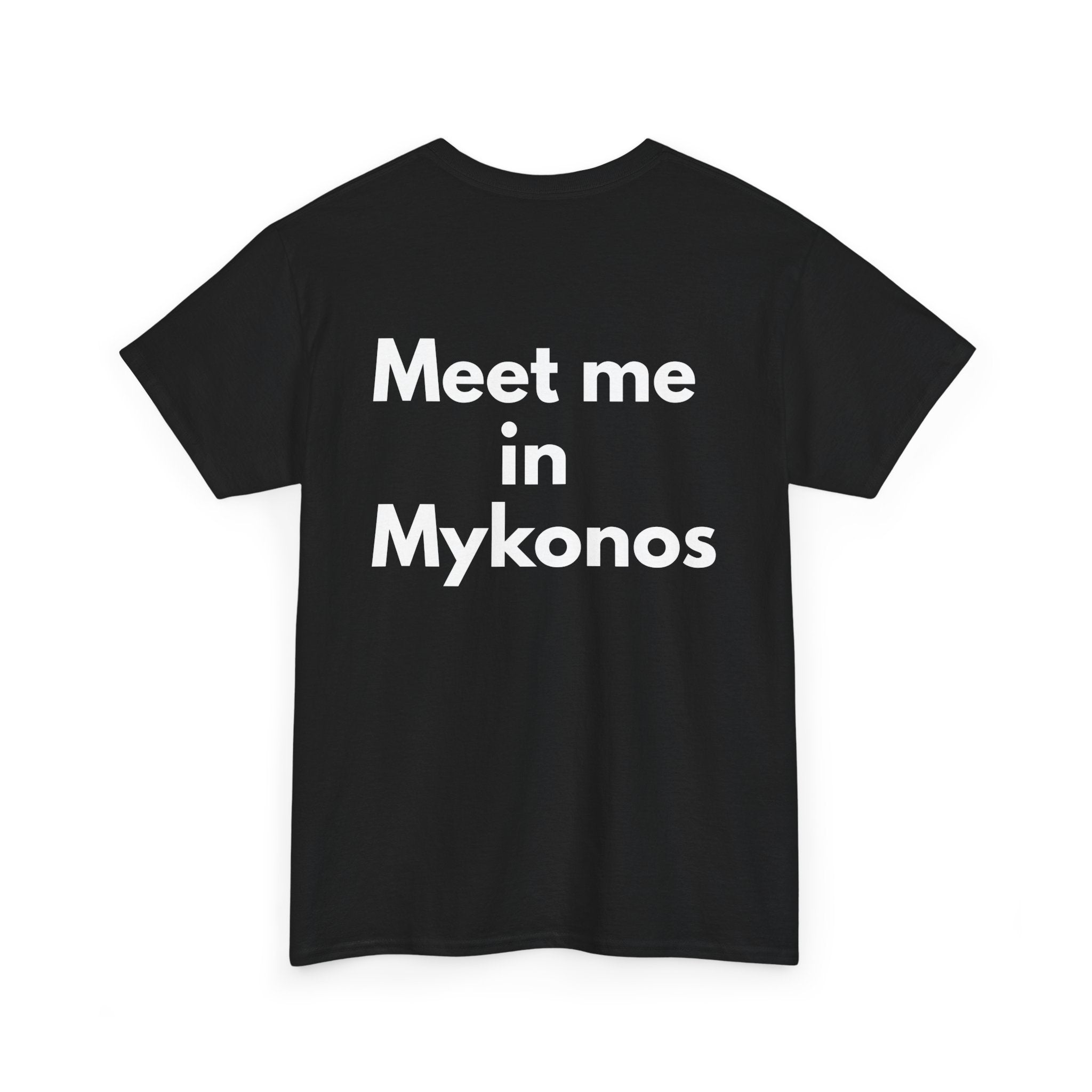 Meet me in Mykonos Black Tee — Bold Minimal