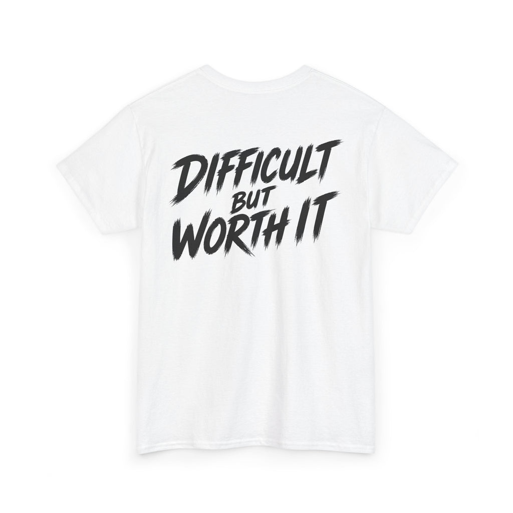 Difficult but worth it White Tee — Vintage Brush