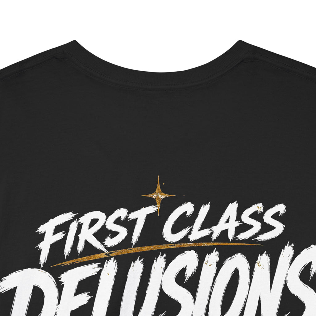 First Class Delusion Black Tee — Vintage Brush