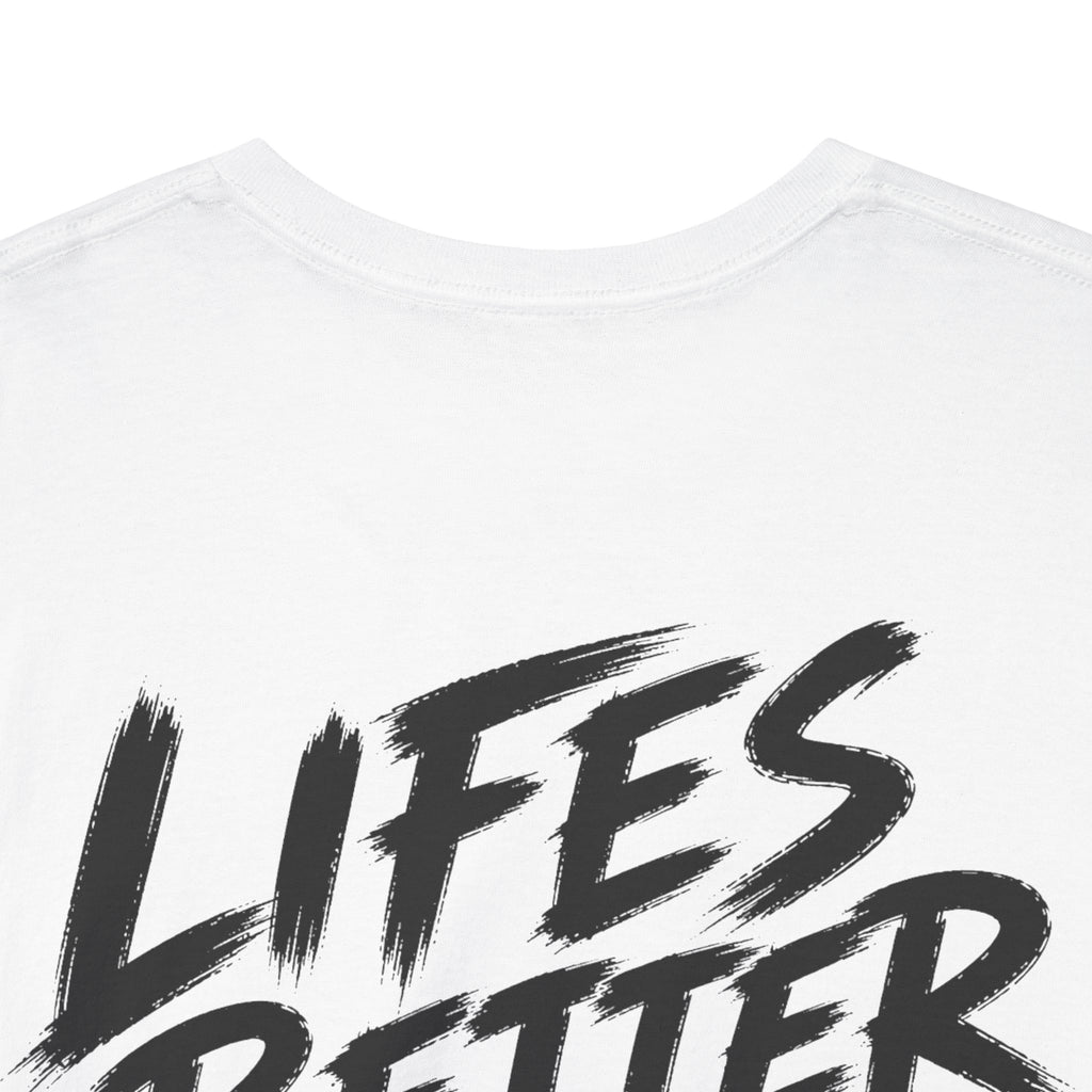 Life is better Trackside White Tee — Vintage Brush