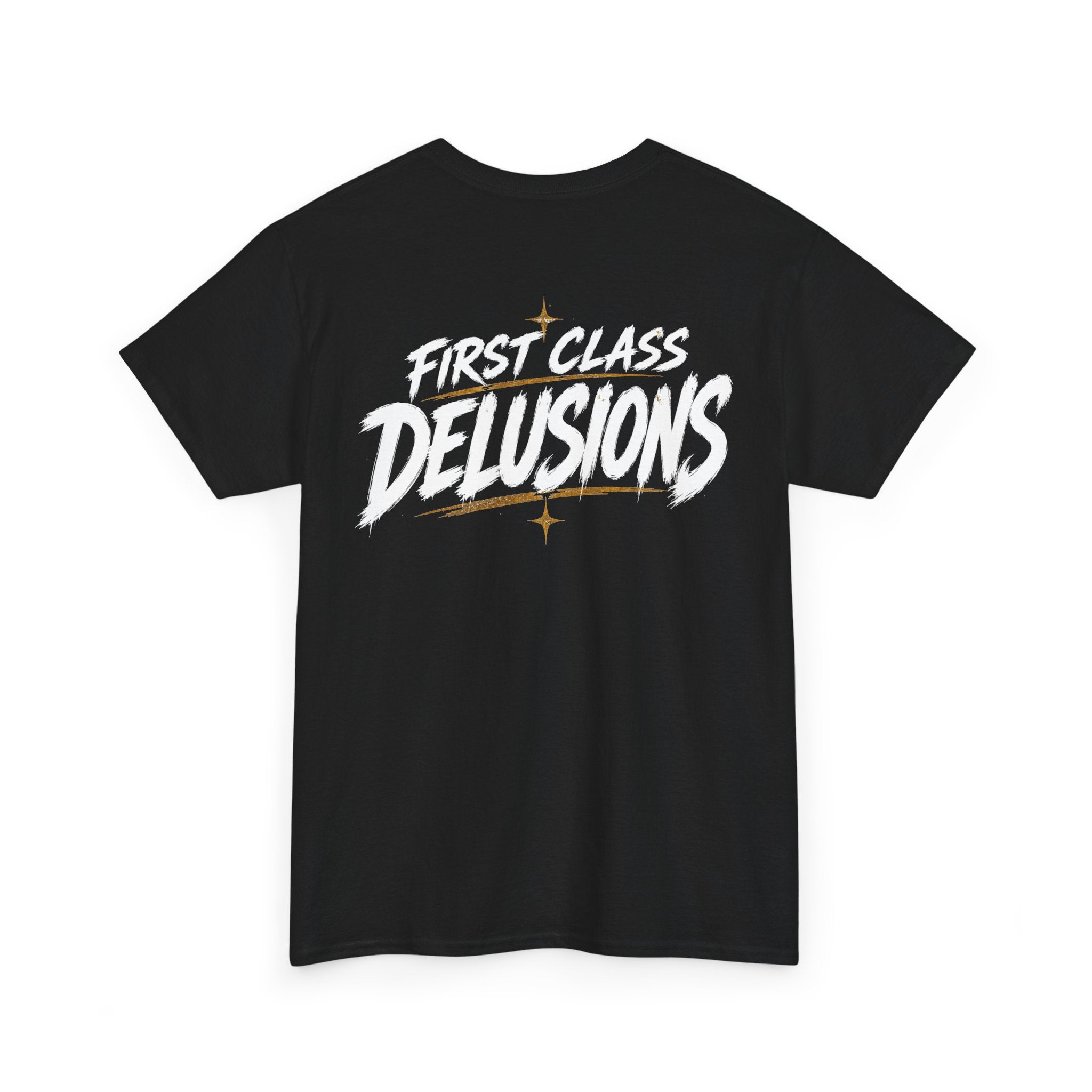 First Class Delusion Black Tee — Vintage Brush