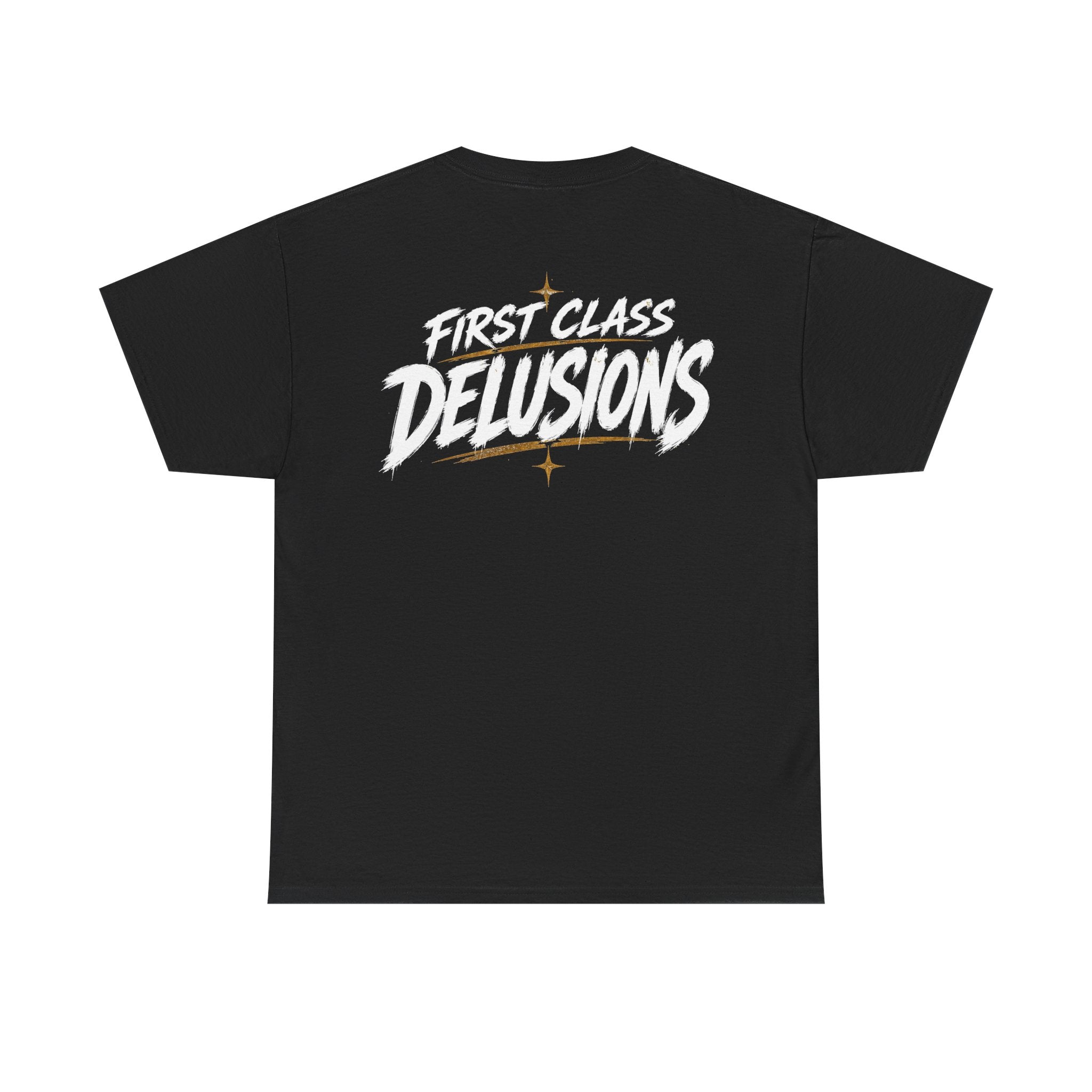 First Class Delusion Black Tee — Vintage Brush