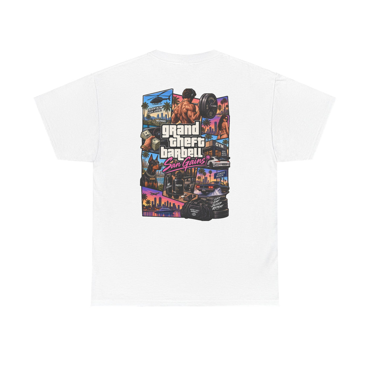 GRAND THEFT BARBELL White Tee