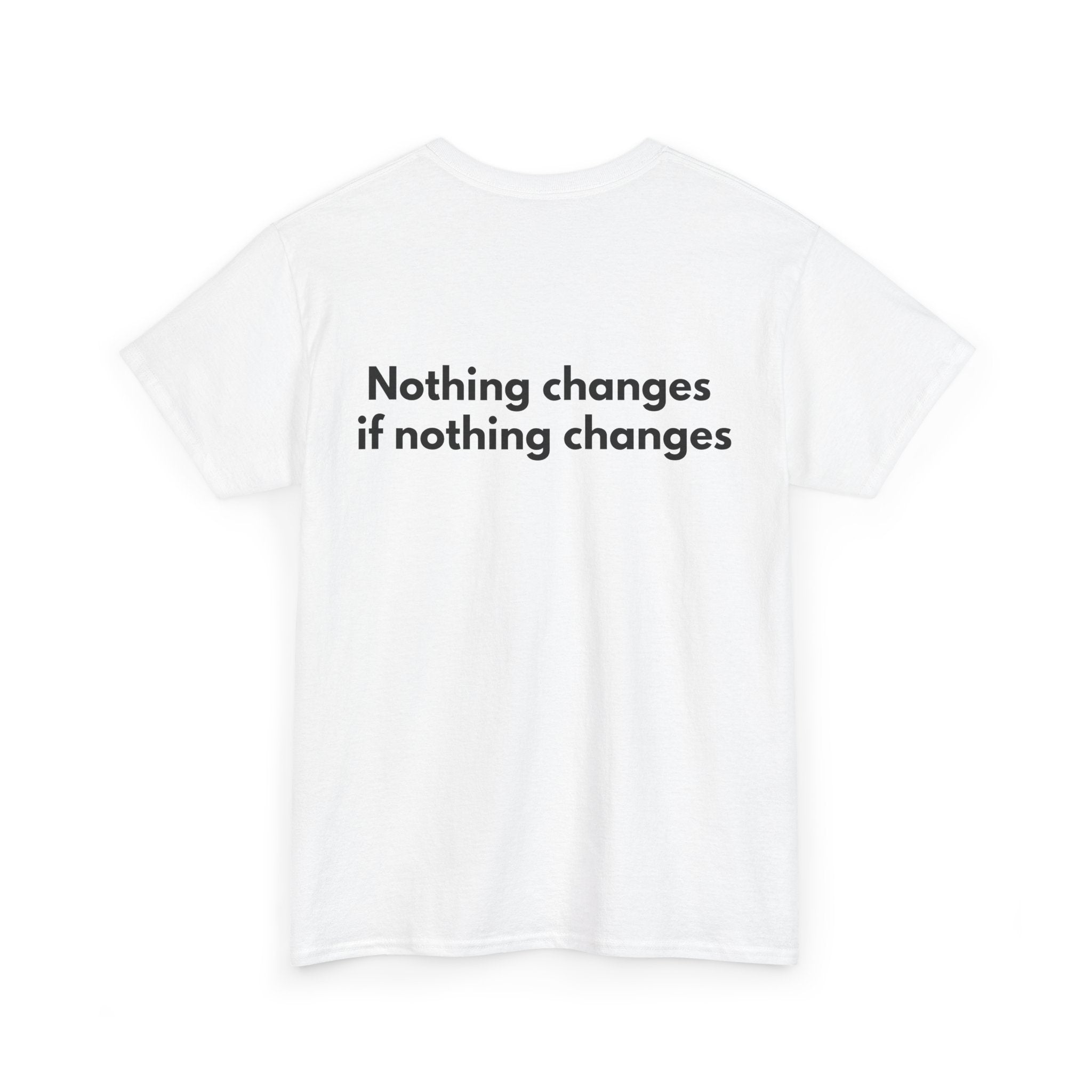 Nothing changes if nothing changes White Tee — Bold Minimal