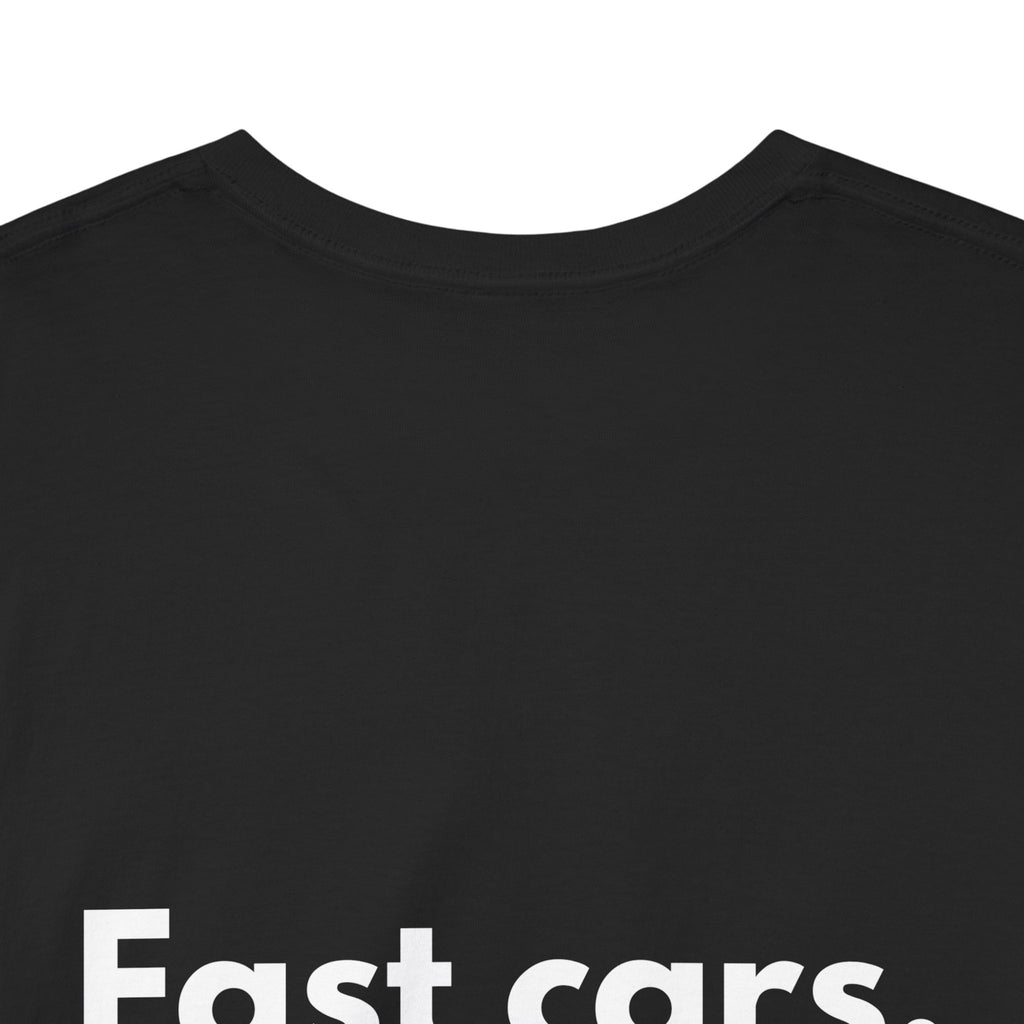 Fast cars, slow replies Black Tee — Bold Minimal