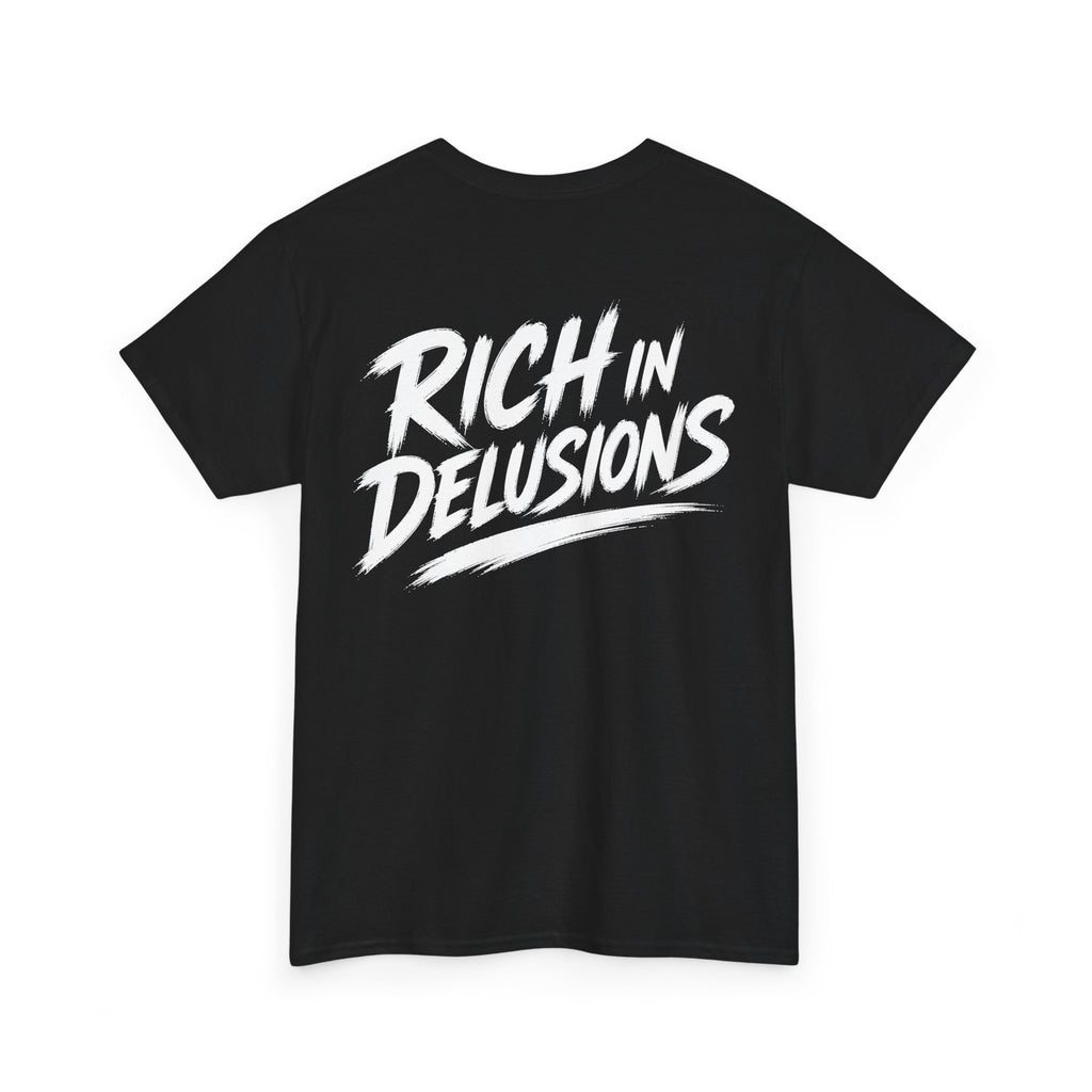 Rich in Delusion Black Tee — Vintage Brush