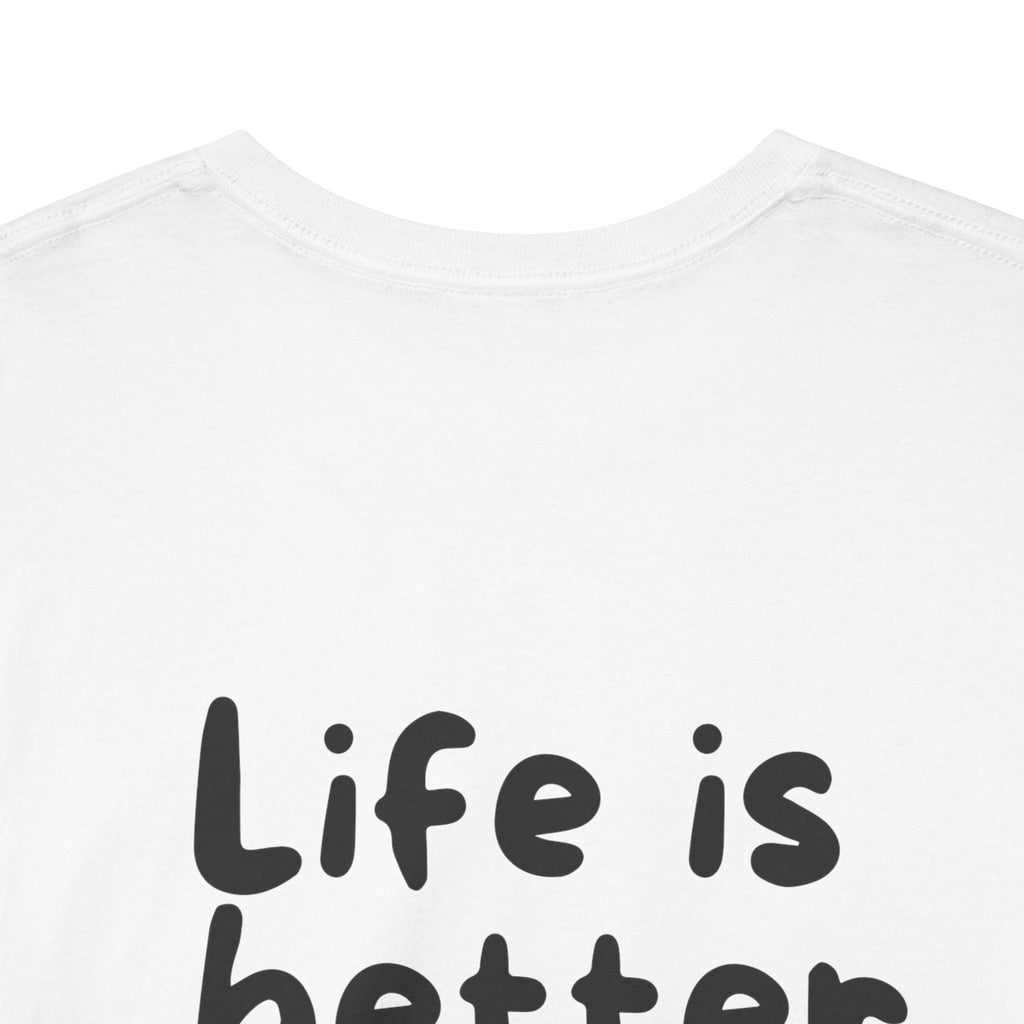 Life is better Trackside White Tee — Casual Handwritten