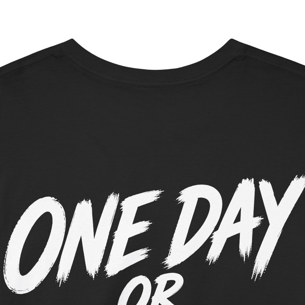 One day or day one Black Tee — Vintage Brush