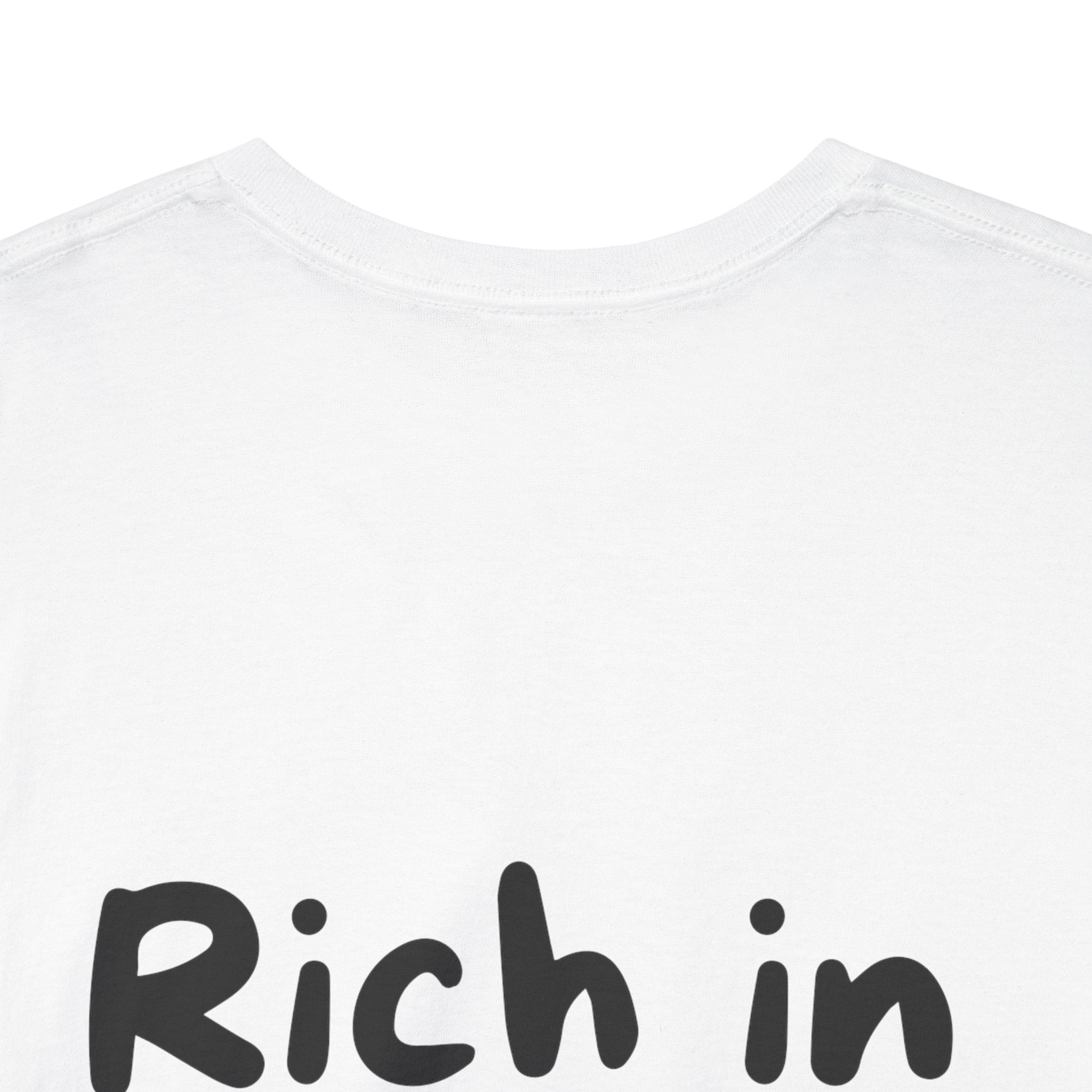 Rich in Delusion White Tee — Casual Handwritten