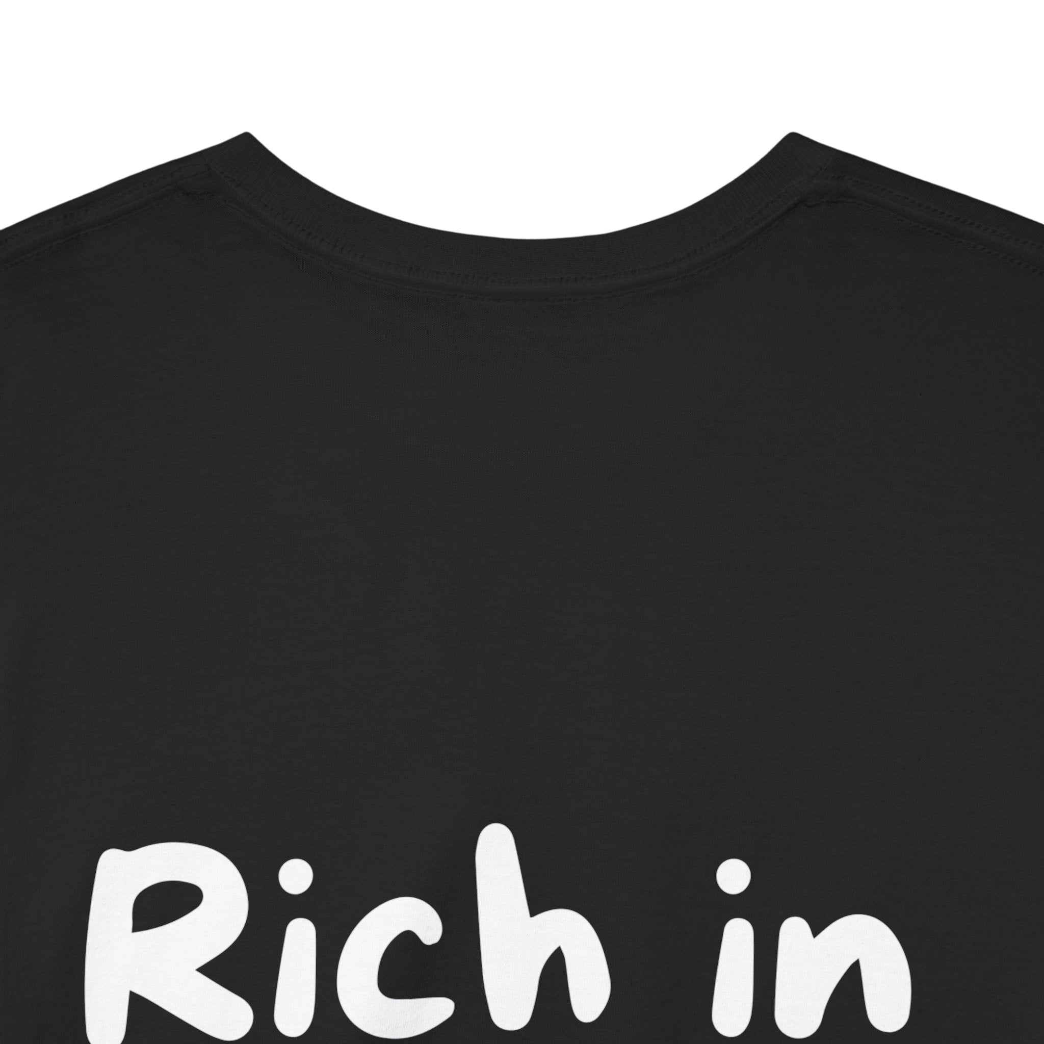 Rich in Delusion Black Tee — Casual Handwritten